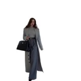 Cappotto Patchwork Grigio da Donna di Alta Gamma – Elegante Capospalla Autunnale | Giacca Sartoriale Premium
