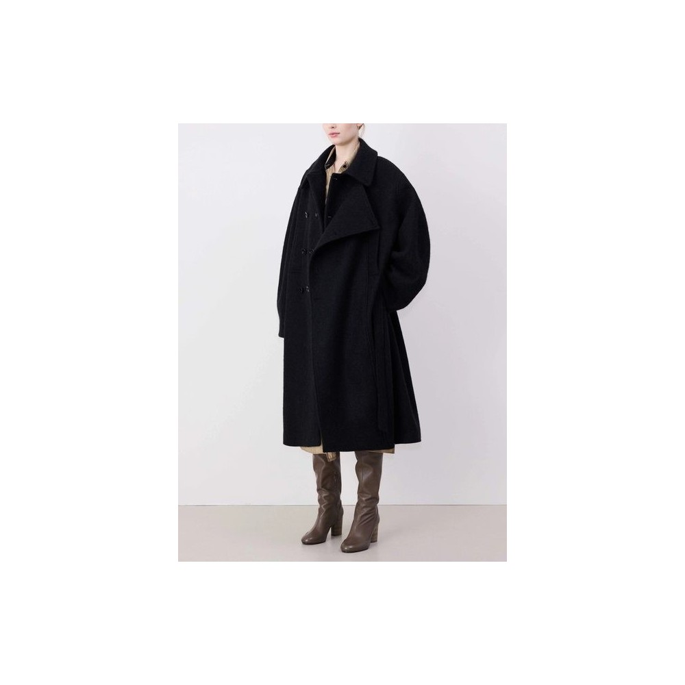 Cappotto Lungo da Donna in Lana – Doppio Petto, Vestibilità Ampia con Cintura | Elegante Capospalla Autunno/Inverno