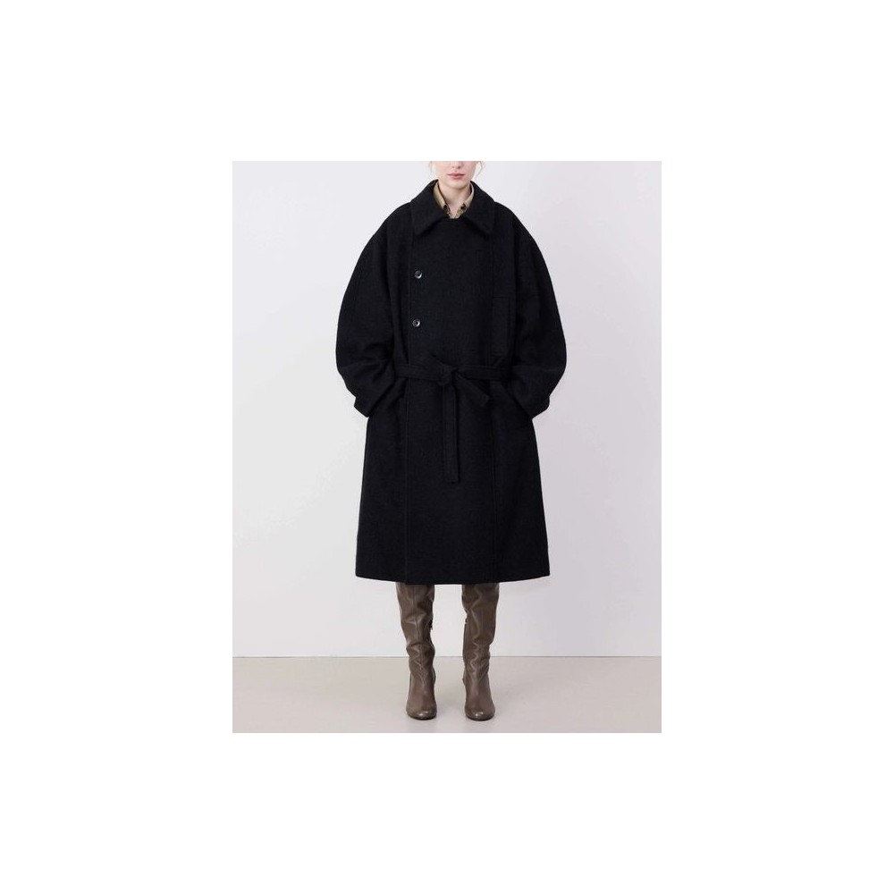 Cappotto Lungo da Donna in Lana – Doppio Petto, Vestibilità Ampia con Cintura | Elegante Capospalla Autunno/Inverno