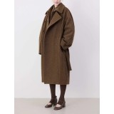 Women’s Long Wool Coat – Double-Breasted Loose Fit with Belted Waist | Elegant Fall/Winter Outerwear