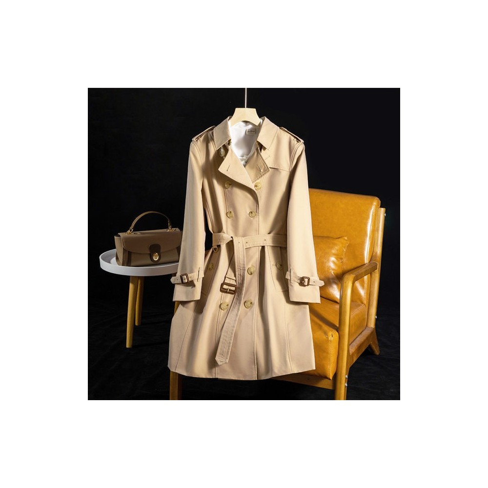 Trench Donna Luxe B a Quadri – Cappotto Lungo Impermeabile Doppiopetto | Revers Classico, Elegante e Casual
