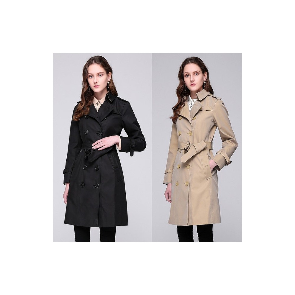 Trench Donna Luxe B a Quadri – Cappotto Lungo Impermeabile Doppiopetto | Revers Classico, Elegante e Casual