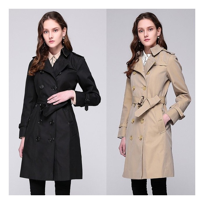 Trench Donna Luxe B a Quadri – Cappotto Lungo Impermeabile Doppiopetto | Revers Classico, Elegante e Casual