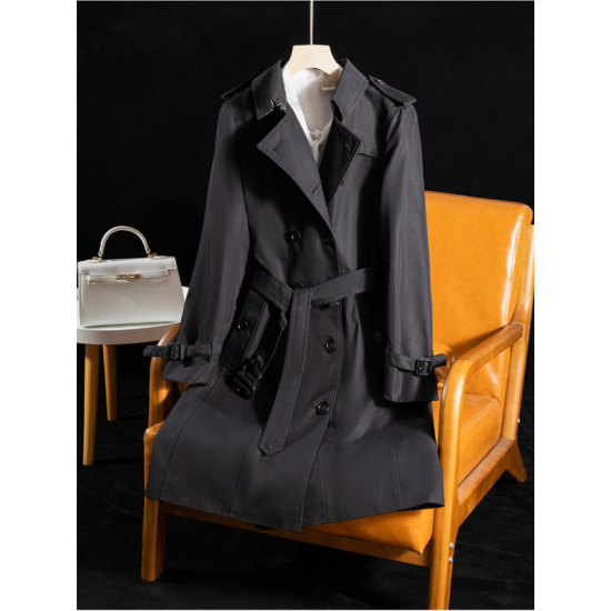 Trench Donna Luxe B a Quadri – Cappotto Lungo Impermeabile Doppiopetto | Revers Classico, Elegante e Casual