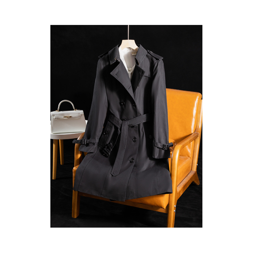 Trench Donna Luxe B a Quadri – Cappotto Lungo Impermeabile Doppiopetto | Revers Classico, Elegante e Casual