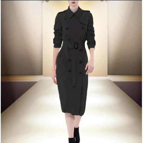 Trench Donna Luxe B a Quadri – Cappotto Lungo Impermeabile Doppiopetto | Revers Classico, Elegante e Casual