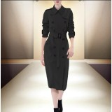 Luxe B Women’s Plaid Trench Coat – Waterproof Double-Breasted Long Coat | Classic Lapel, High-End Casual Outerwear