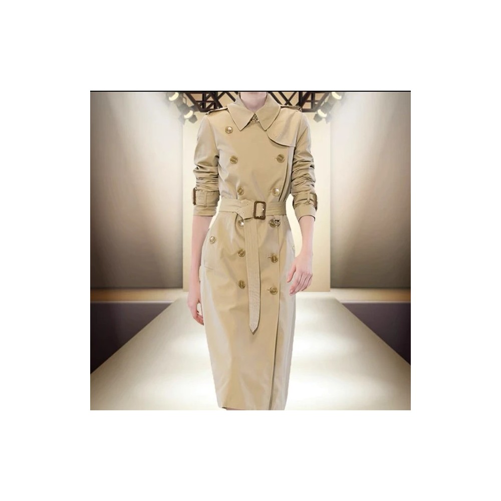 Trench Donna Luxe B a Quadri – Cappotto Lungo Impermeabile Doppiopetto | Revers Classico, Elegante e Casual