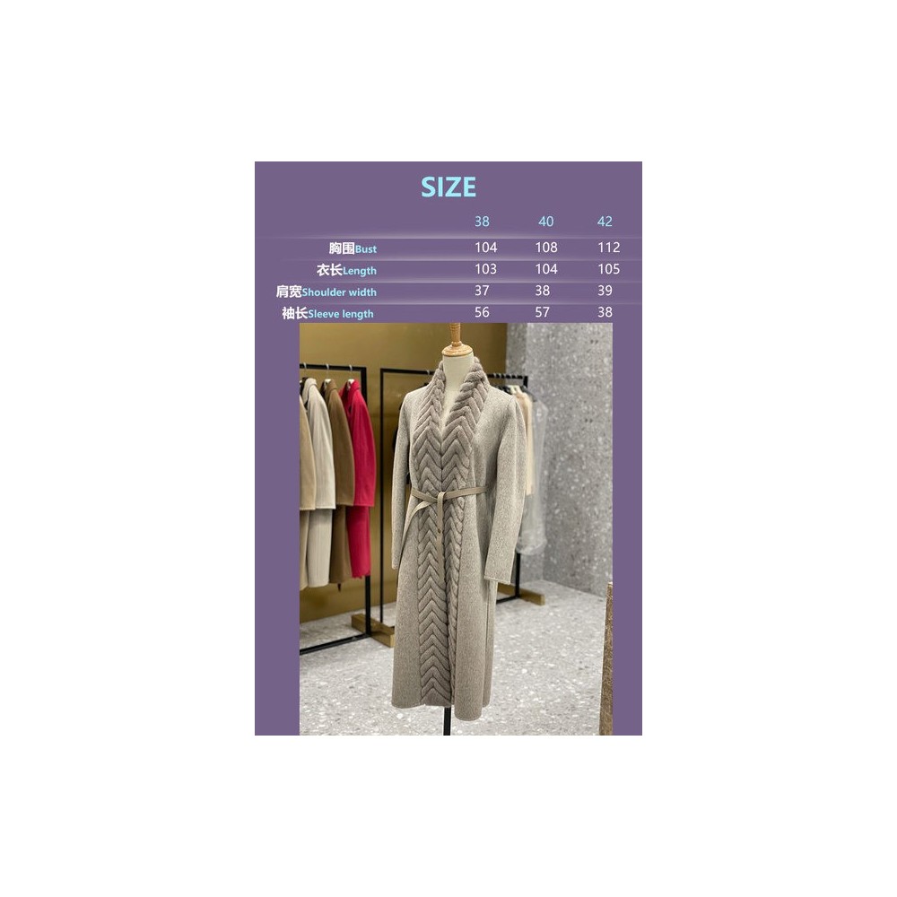 Cappotto Donna in Lana Double Face con Collo in Vison – Cappotto Lungo Elegante di Alta Qualità