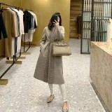 Cappotto Donna in Lana Double Face con Collo in Vison – Cappotto Lungo Elegante di Alta Qualità