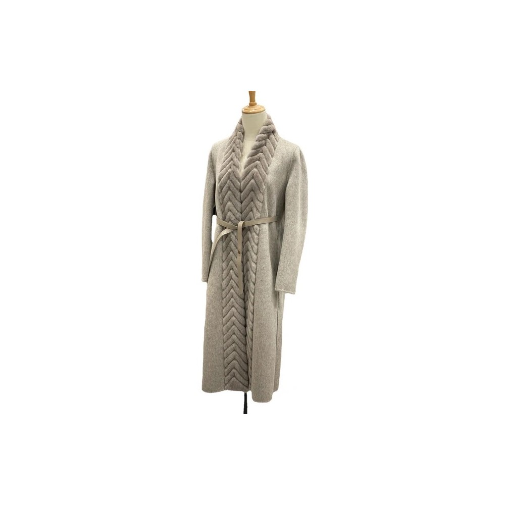 Women’s Luxe Double-Sided Wool Coat with Mink Collar – Elegant Long High-End Winter Overcoat