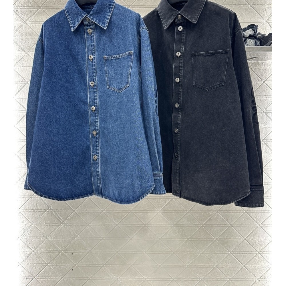 Camicia Denim Lavato Vintage Oversize Donna | Twill di Cotone Morbido, Effetto Distressed Nero e Blu