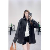 Camicia Denim Lavato Vintage Oversize Donna | Twill di Cotone Morbido, Effetto Distressed Nero e Blu