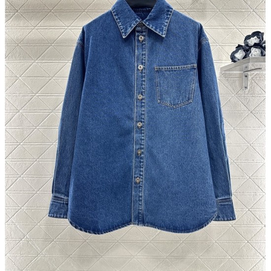 Vintage Washed Oversized Denim Shirt for Women | Soft Cotton Twill Distressed Charcoal & Blue