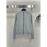 Embroidered Color-Blocked Wool Knit Sweater | Soft Wool Ribbed Pullover with Chest Emblem