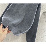 Crocheted Arc de Triomphe Cashmere Wool Sweater | Luxury Ribbed Knit Round Neck Pullover