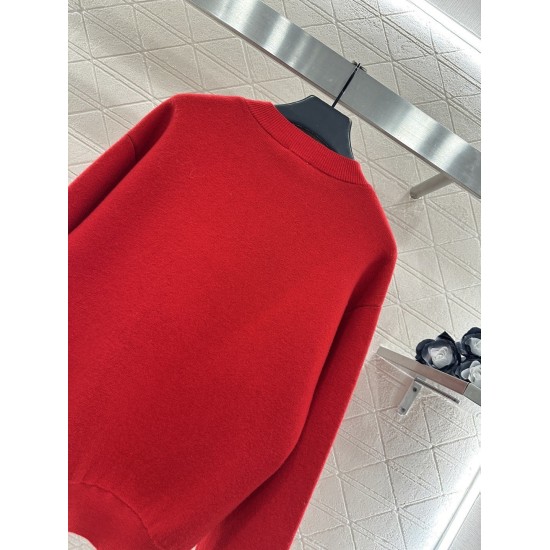 Crocheted Arc de Triomphe Cashmere Wool Sweater | Luxury Ribbed Knit Round Neck Pullover