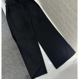 Pantaloni da Tailleur in Lana a Vita Alta con Fascia Stampata – Orlo Pieghettato Slim, Lana Pregiata Morbida
