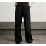 Luxe Belted Tailored Suit Set for Women – Peaked Lapel Jacket & Wide-Leg Trousers, Structured Oversized Shoulders