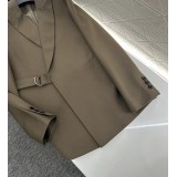 Completo Tailleur Elegante con Cintura – Giacca a Rever a Lancia e Pantaloni a Gamba Larga, Spalle Strutturate Oversize