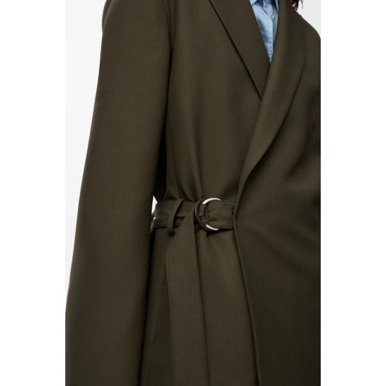 Luxe Belted Tailored Suit Set for Women – Peaked Lapel Jacket & Wide-Leg Trousers, Structured Oversized Shoulders