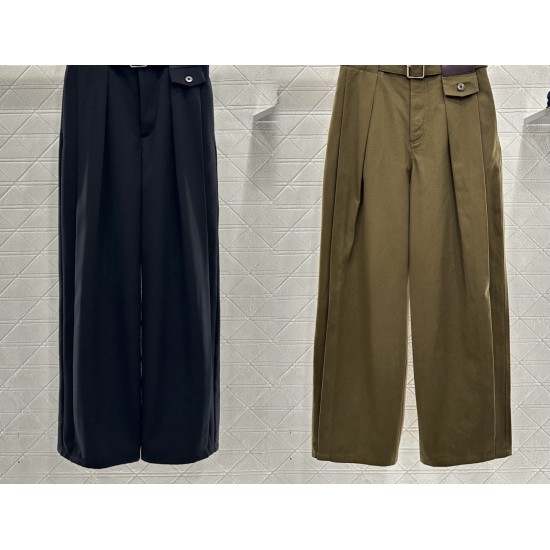 Belted Carrot-Style Wide-Leg Trousers | High-Quality Imitation Wool with Lustrous Drape