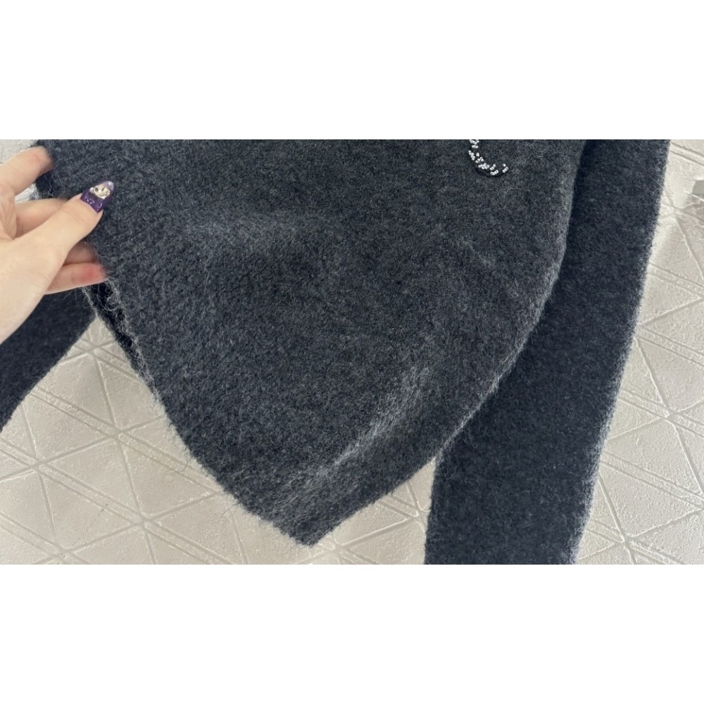 Luxury Beaded Wool Crochet Knit Pullover Sweater | Premium Textured Wool Jumper with 3D Embroidery