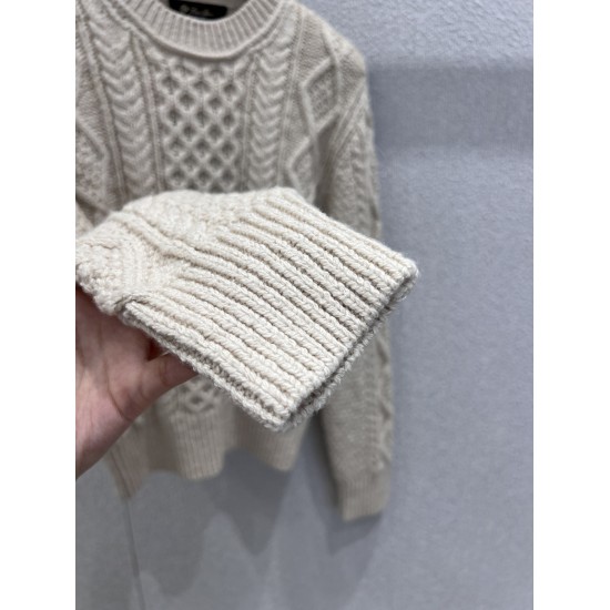 Luxe 100% Cashmere Crew Neck Sweater – Ultra-Soft Cable Knit Pullover for Autumn/Winter