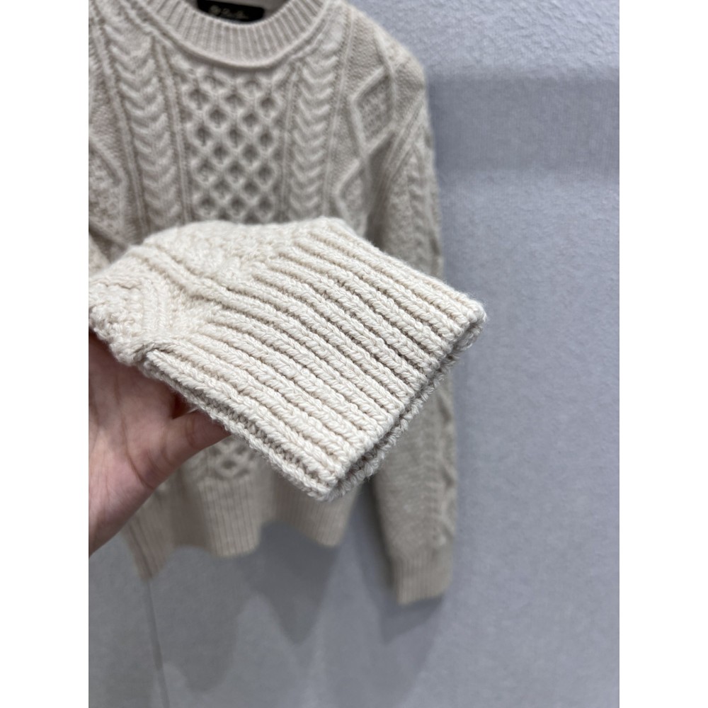 Maglione Girocollo in 100% Cashmere – Pullover Morbidissimo a Treccia per Autunno/Inverno