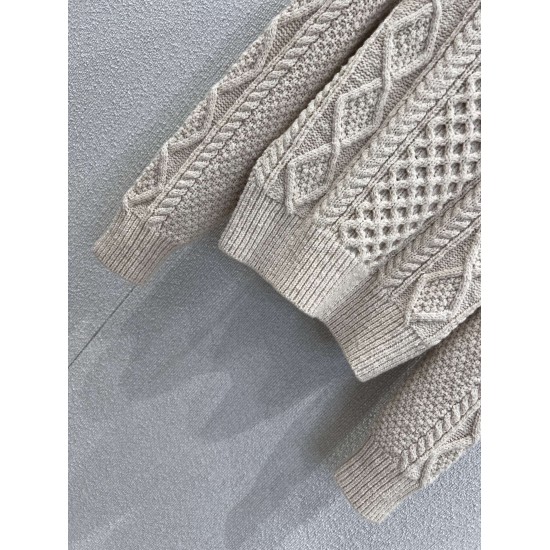 Luxe 100% Cashmere Crew Neck Sweater – Ultra-Soft Cable Knit Pullover for Autumn/Winter