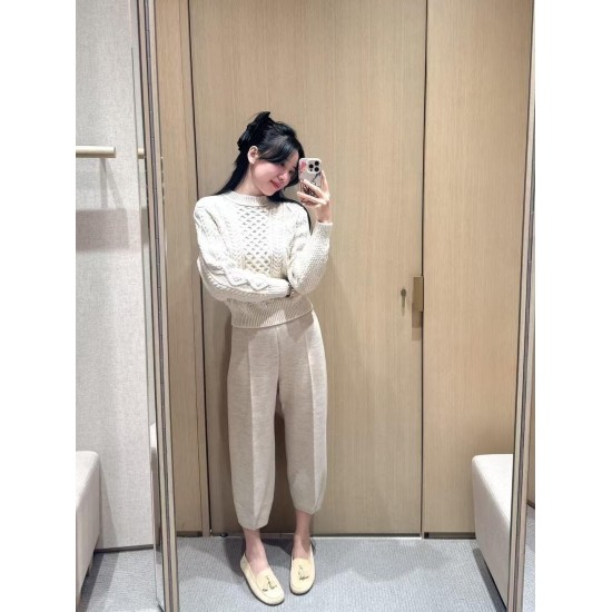 Luxe 100% Cashmere Crew Neck Sweater – Ultra-Soft Cable Knit Pullover for Autumn/Winter