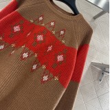 Christmas Limited Edition Color-Blocked Crochet Knit Sweater – Premium Wool Pullover with Festive Geometric Pattern