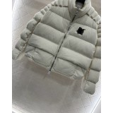 Rectangular Embossed Stand-Up Collar Down Jacket – Lightweight Recycled Nylon White Goose Down Coat