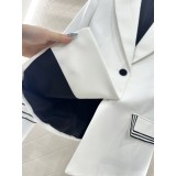 Slim-Fit Color-Blocked Lapel Suit with Embroidery | Luxe Tailored Women’s Suit