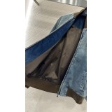 Giacca in Denim di Cotone con Zip e Bordi a Coste | Effetto Sfumato Lavato agli Enzimi