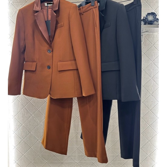 Luxury Satin Lapel Suit Set with Wide-Leg Trousers | Tailored Two-Piece