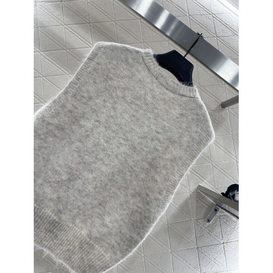 3D Floral Wool Knit Vest with Crochet Details