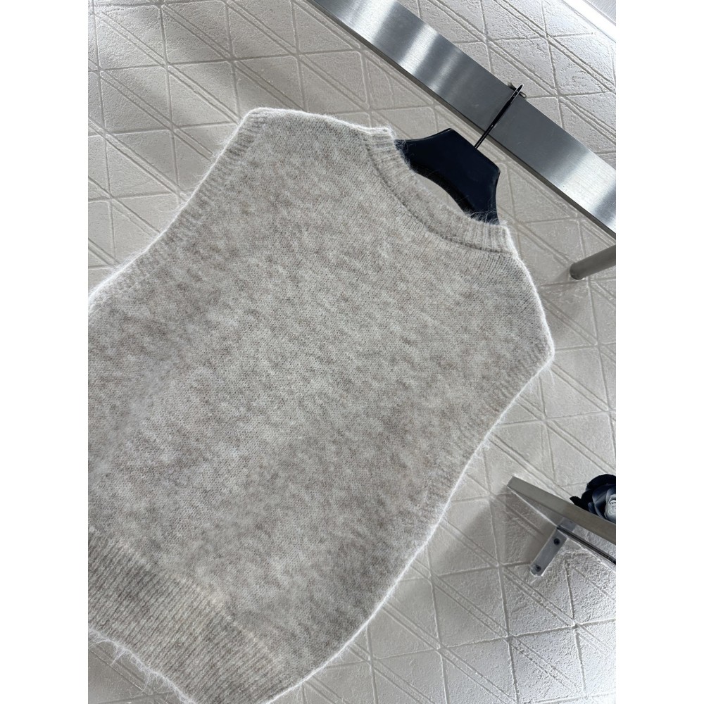 3D Floral Wool Knit Vest with Crochet Details