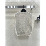 Gilet in Maglia di Lana con Fiori 3D e Dettagli Crochet