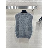 3D Floral Wool Knit Vest with Crochet Details