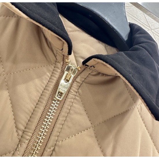 Giacca in Nylon Impermeabile con Collo in Velluto a Coste e Imbottitura in Cotone