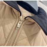 Giacca in Nylon Impermeabile con Collo in Velluto a Coste e Imbottitura in Cotone