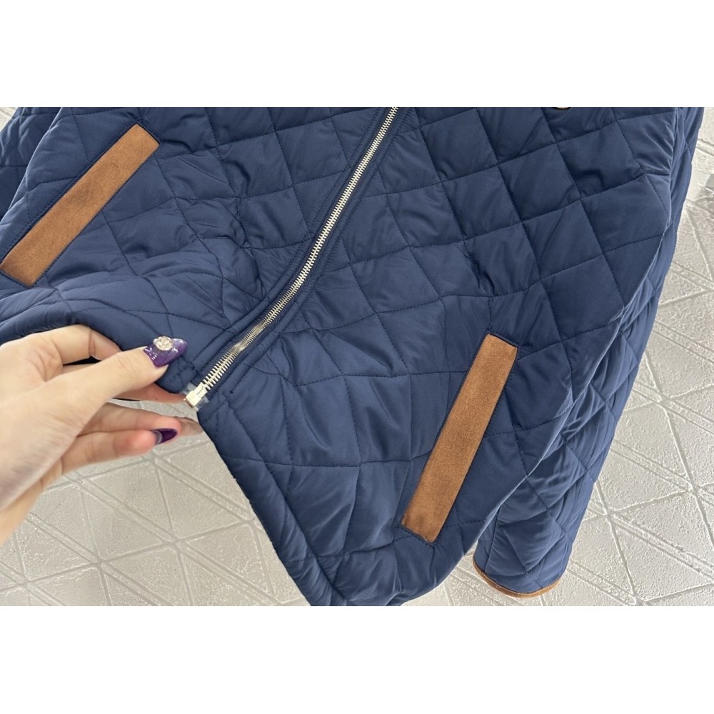 Giacca in Nylon Impermeabile con Collo in Velluto a Coste e Imbottitura in Cotone