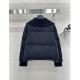 Knitted Collar Waterproof Zip-Up Down Jacket