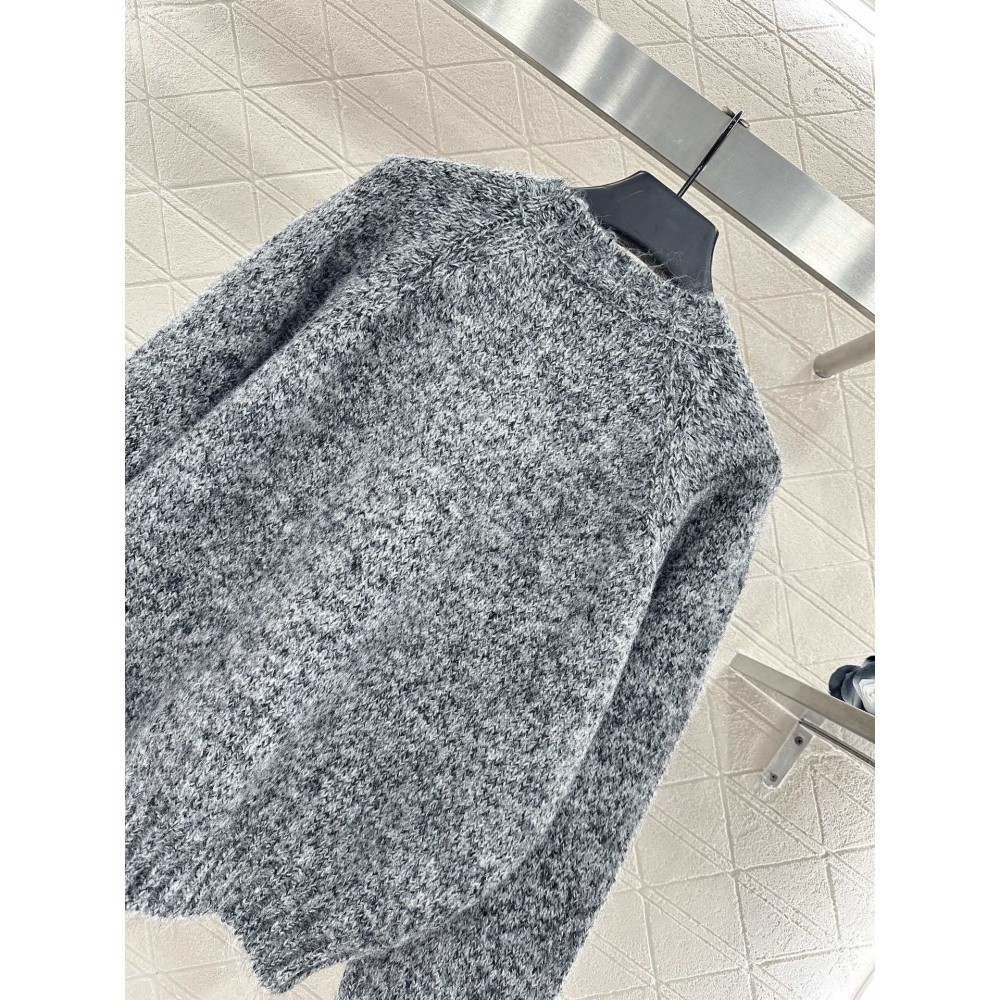 Maglione in Cashmere con Perline e Scollo Tondo