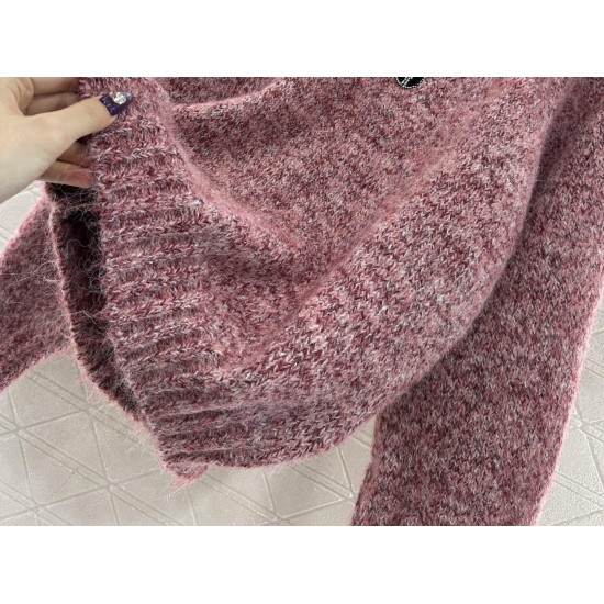 Maglione in Cashmere con Perline e Scollo Tondo