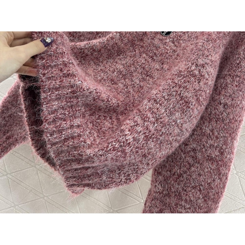 Maglione in Cashmere con Perline e Scollo Tondo