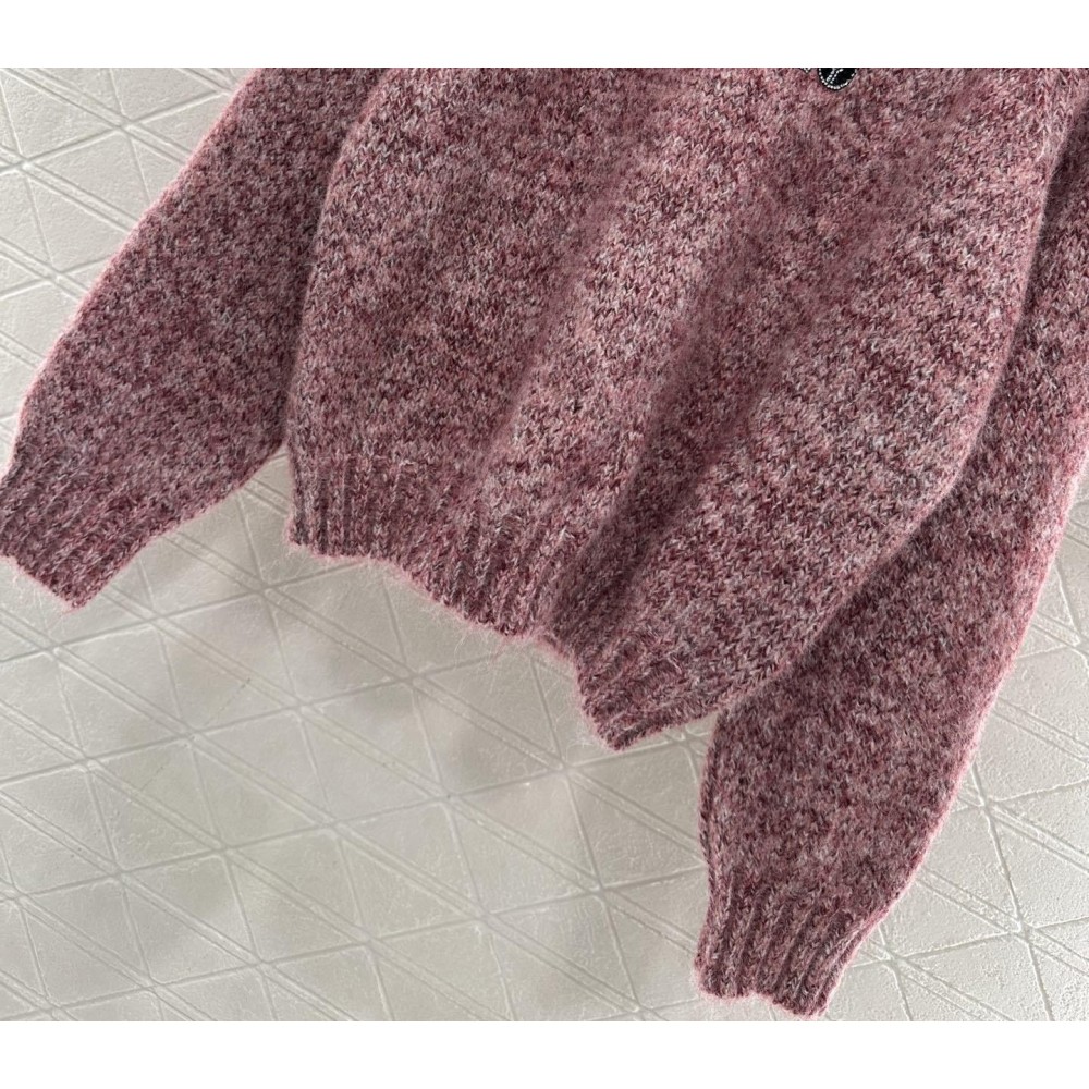 Maglione in Cashmere con Perline e Scollo Tondo