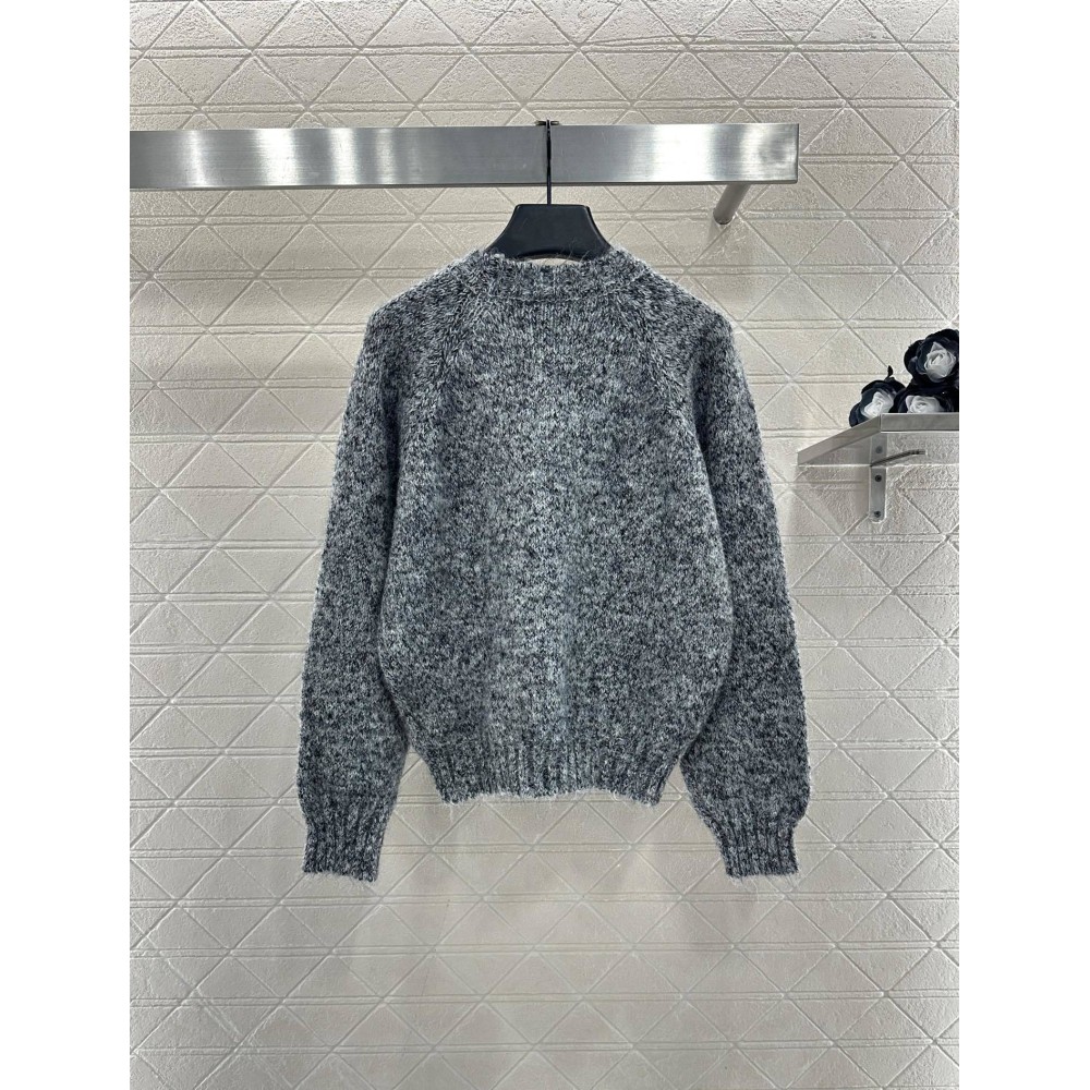 Maglione in Cashmere con Perline e Scollo Tondo