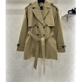 Trench Coat Medio con Cintura, Rever e Colletto a Mantella